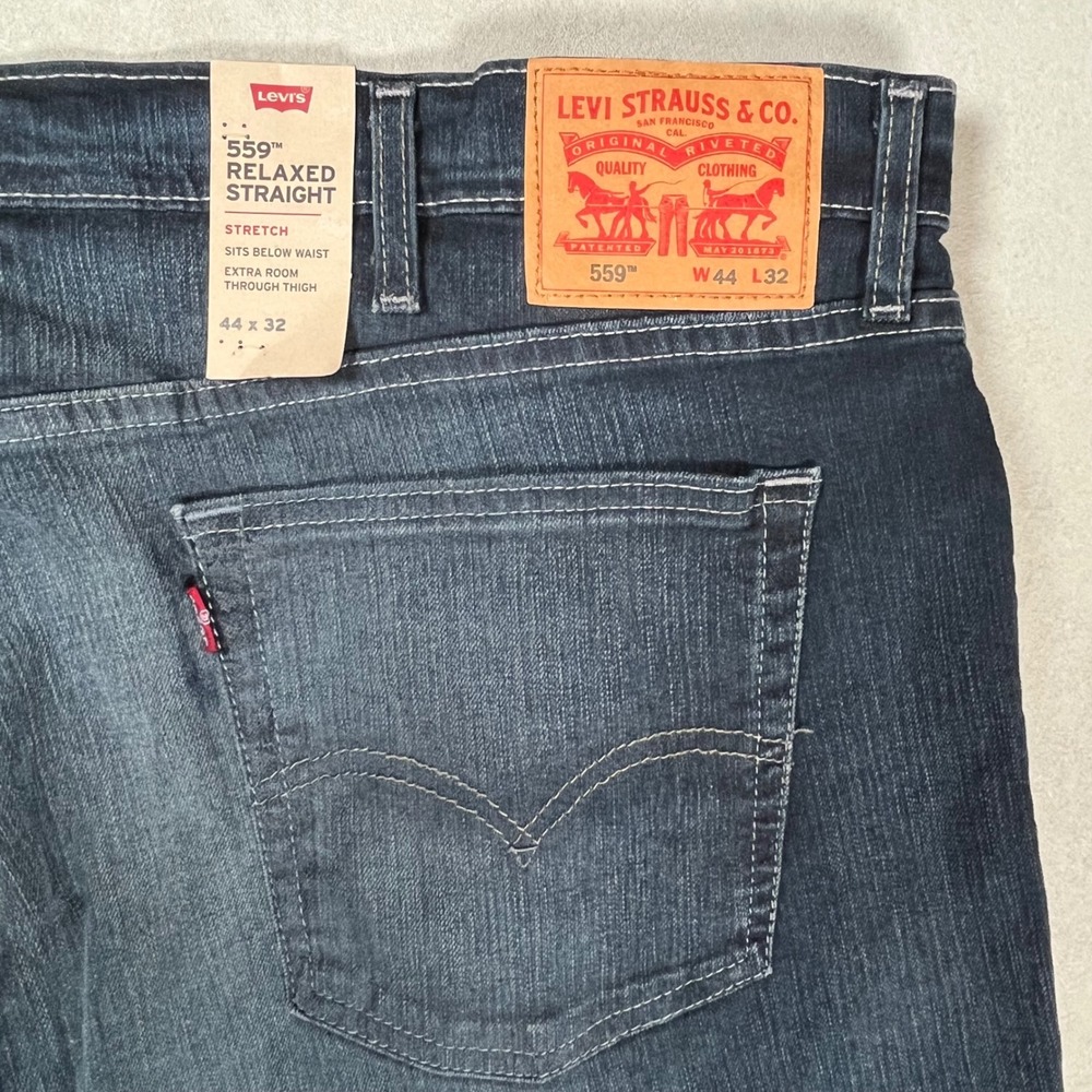 New Levi's 559 Relaxed Straight Jeans Mens 44x32 Blue Stretch Denim Casual NWT - Picture 9 of 11